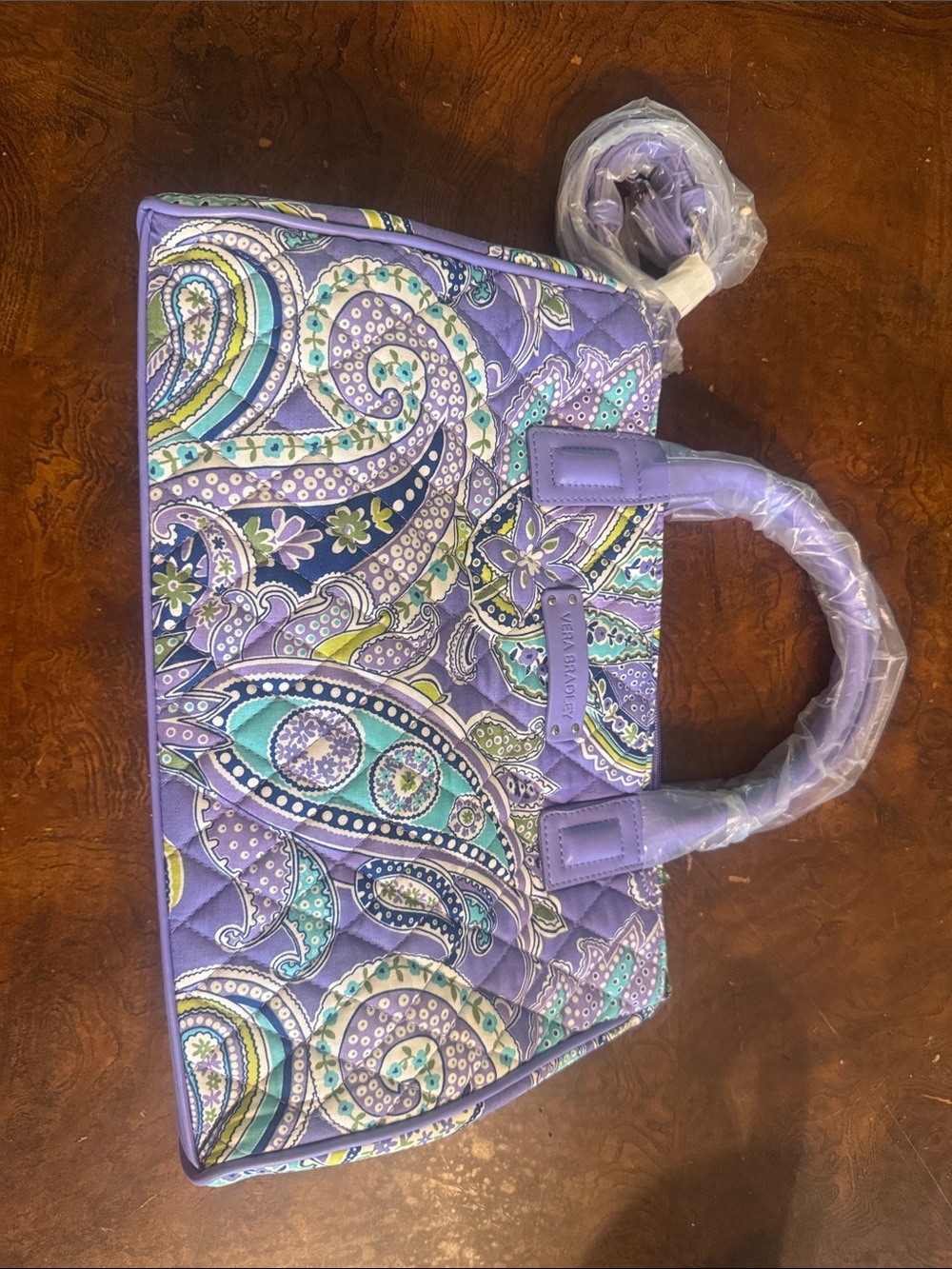 New Vera Bradley Lavender Paisley Quilted Tote